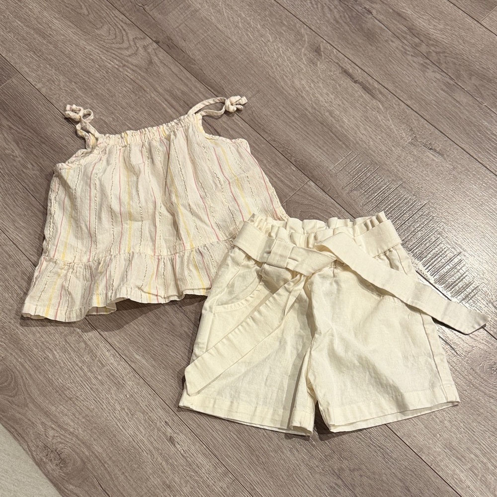 Cream Sleeveless Top and Shorts Set